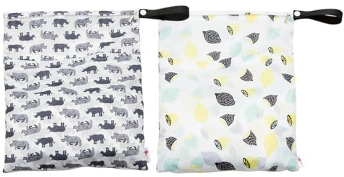 DECOMELODY 2 Stück Pack Windel Organizer Tasche aus Atmungsaktivem Material mit Reißverschluss Leichte Nass und Trockentasche für Babywindeln Tragbarer Wickeltaschen Beutel für Unterwegs