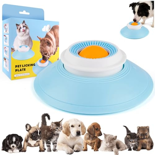 Yozexin Hunde- und Katzenspielzeug, Leckspielzeug Hund, Slow Feeder Hund, Leckball Für Hunde, hunde beschäftigungsspielzeug, Lecknapf Leckplatte Mit Saugnapf & Drehkugel Für Hunde Katzen Welpen
