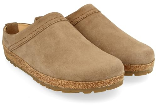 HAFLINGER Malmö Eleganter Clog aus Leder mit Gummisohle und Kork Latex Fußbett Braun (Sahara 1841), Gr. 41