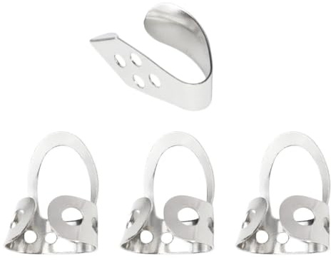 Metall Fingerplektrum Satz mit Verstellbaren Ringen für Banjo und Gitarre | Messingausführung, Offenes Design mit Glatten Kanten, für Ukulele Sowie E-gitarre Reisen und Auftritten