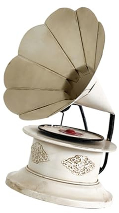Antike Metall Grammophon Repliken, Vintage Phonographen Skulptur, Ornament, Büro Schreibtisch Dekoration