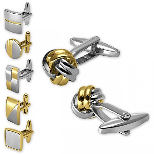 Soul-Cats 6 Paar Manschettenknöpfe aus Edelstahl in schöner Geschenkbox