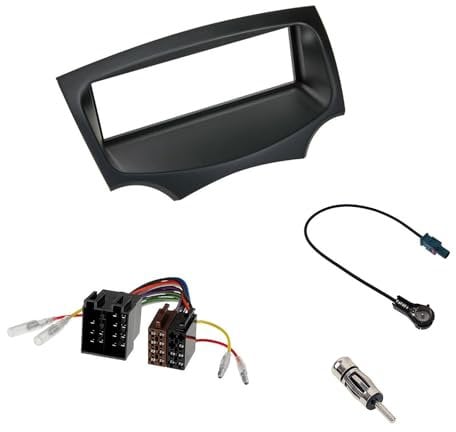 Autoradio Radioblende Ford - Einbaurahmen 1-DINRadio-Blende + Radioadapter + Antennenadapter Fakra - ISO + Antennen-Adapter ISO - DIN Ford KA II RU8 2008 -> Farbe: schwarz