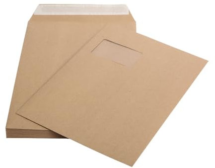 20 St. Versandtaschen extra stark 120 gr. DIN A4 C4 braun mit Fenster Kuvert Haftklebend Briefumschläge HK
