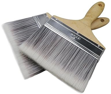 Antrader 6-Inch Wide Soft Tip Bristle Paint Brush Set of 2 Piece Stain Varnish Set with Wood Handles