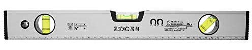 Akozon Spirit Level, Magnetic Spirit Level Bubble Ruler with Scale 180° HD 400mm Sliver Coated 0.1mm High Precision Magnetic Aluminum Alloy Bubble Ruler Spirit Level