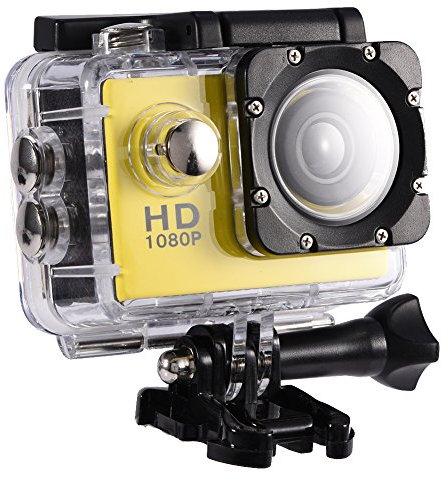 Action-Kamera, DV-Camcorder mit wasserdichtem Gehäuse Fahrradhalterung, Outdoor-Radsport Mini DV Action-Kamera Camcorder Neujahrsgeschenk(Gelb)
