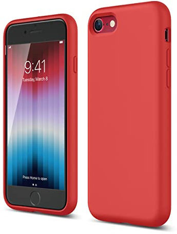 elago Liquid Silicone Case Designed for iPhone SE 3 (2022) / SE 2020 & Designed for iPhone 8 & iPhone 7, Full Body Protection with Shockproof 3 Layer Structure, Premium Silicone Phone Case (Red)