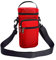 Water Bottle Carrier Bag with Adjustable Shoulder Strap,50oz Nylon Bottle Pouch Holder Sports Water Bottle Holder with Phone Card Pockets for Walking and Hiking (Red)