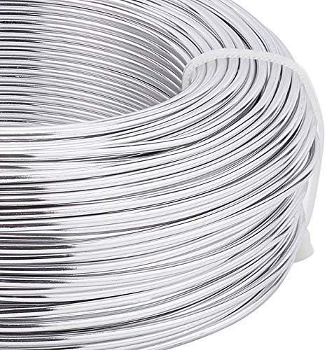 BENECREAT 12 Gauge(2mm) Silver Aluminum Wire 180 Feet(55m) Bendable Metal Sculpting Thick Wire for Bonsai Trees, Floral, Home Decors and Other Arts Crafts Making