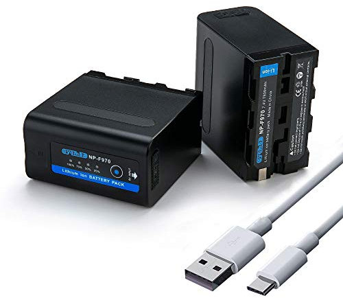Oyomba 2 X 7800mAh NP-F970 Akku für Sony NP-F980 NP-F960 NP-F750 NP-F930 Ersatzakkus Kompatibel für Sony DCR-VX2100, DSR-PD150, DSR-PD170, FDR-AX1, HDR-AX2000, HVL-LBPB mit 5V USB Ausgang