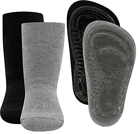 EWERS 2er Pack Uni Stoppersocken SoftStep, Socken mit Antirutschsohle für Jungen und Mädchen, Anti-Rutsch-Socken mit Gummisohle, MADE IN GERMANY, 2 Paar rutschfeste Kindersocken
