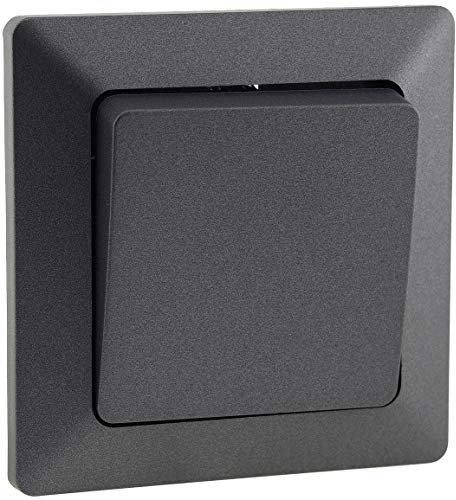 ChiliTec Taster Unterputz MILOS Klingel-Taster 0-250V~/ max. 10A mit Rahmen Abnehmbar Anthrazit 2 Stück