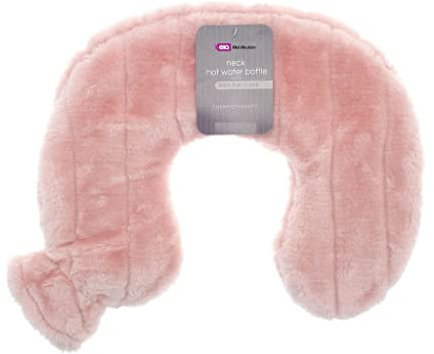 Neck Hot Water Bottle 2 liters with Cover-Faux Fur | Wrap Around Waist Hot Water Bottle Soft and Warm | Relieves for Body & Neck Pains (Pink)