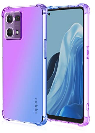 JIAFEI Hülle für Oppo Reno7 4G (Oppo Reno 7) Gradient Color Handyhülle TPU Gradient Dünn Schutzhülle Anti-Fall Handytasche Handy Case Kompatibel mit Oppo Reno7 4G (Oppo Reno 7), Violett/Blau