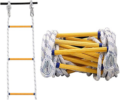 N A Strickleiter Feuerleiter,Erwachsene Rettungsleiter Feuerfest 12M Strickleitern Mit Karabinerhaken Wiederverwendbar Mit Höhensicherheit,Perfekt Für Fenster Und Balkon(3M-30M),12m