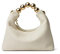 Doris&Jacky Kleine Clutch mit Tragegriff oben für Damen, Designer-Geldbörse aus Ziegenleder, mit Perlengriff und abnehmbarer Metallkette, Weiss/opulenter Garten