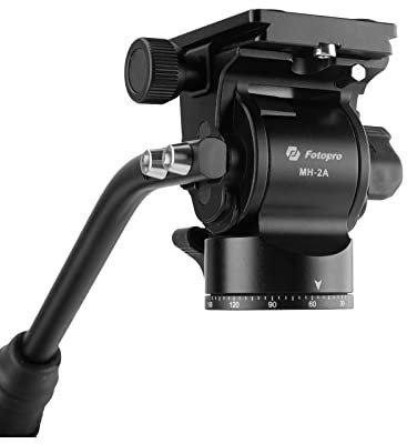 Fotopro Video Fluid Head Pan Tilt Head with Quick Release Plate and Adjustable Handle Max Load 6.61lbs 3kg for Compact Camcorders DSLR Camera