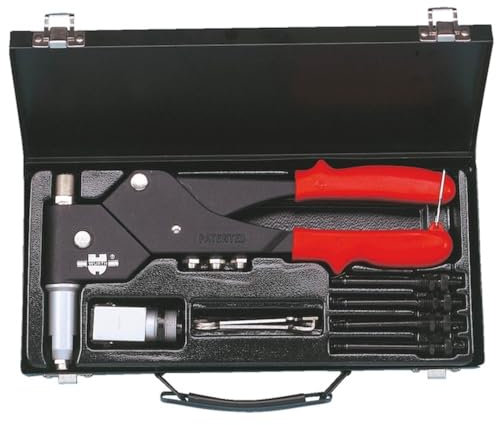 Würth Handnietzange mit 360° drehbarem Kopf Set im Koffer für Popnieten, Blindnieten, Einnietmuttern Nieten 094916