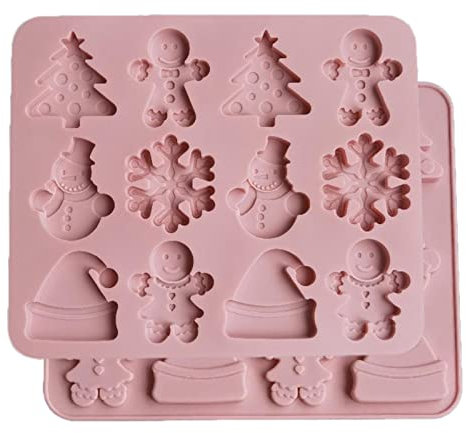 Generic Stampini natalizi | Divertenti stampi per biscotti in silicone, decorazione natalizia con albero di Natale, fiocco di neve, Babbo Natale, pupazzo di neve