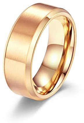 Beydodo Ring Edelstahl Herren, Ring Personalisiert ohne Stein 8MM Bandring Freundschaftsring Rosegold Ring Männer Gr.65 (20.7)