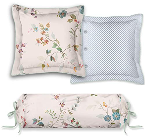 Pip Studio Dekokissen Nackenrolle Kawai Flower Weiß Blüten Zweige Floral Geblümt Baumwolle Wendeoptik Perkal, Größe:45 x 70 cm