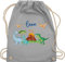 Turnbeutel Rucksack - Geschenk Dinosaurier personalisiert mit Name I Dino I Dinos - Unisize - Hellgrau - sportbeutel junge kita beutel für wechselwäsche tier trex stoffbeutel