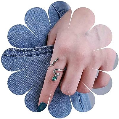 Yheakne Punk Schlange Ring Smaragd Kristall Ringe Vintage Schlange Smaragd Ringe Gothic Offene Manschettenringe Schmuck Für Frauen Und Mädchen (silber)