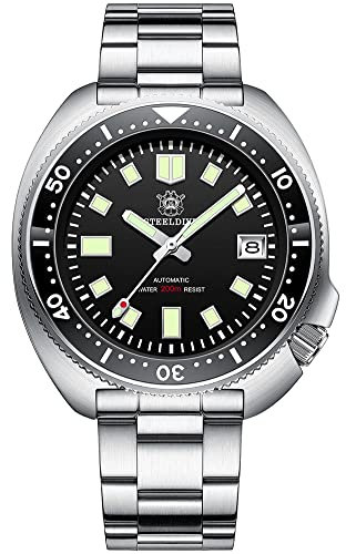 London Craftwork SD1970 Steeldive Captain Willard 6105 Automatische Taucheruhr NH35 Uhrwerk, Schwarz , Militär