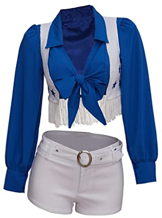 MyheroCos Women's Star Sexy Cheerleader Costume High School Girls Cheerleading Uniform Sports Team Two Piece Set