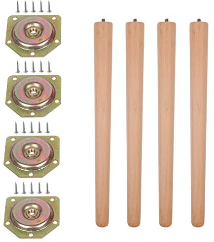4er Set Holz Tischbeine Möbelfüße Massivholz Konisch Vertikale Schrankfüße Ersatz Möbelbeine Holzfüße für Esstisch,Couchtisch,Schreibtisch,Stühle,mit Montageplatten & Schrauben (55cm(21.7in))
