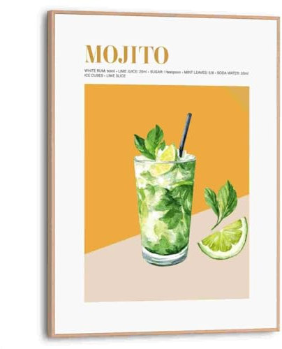REINDERS Gerahmtes Bild, Mojito, Küche, Bilder, Wanddeko, Room Decor, Holz, Gelb, 40x30cm