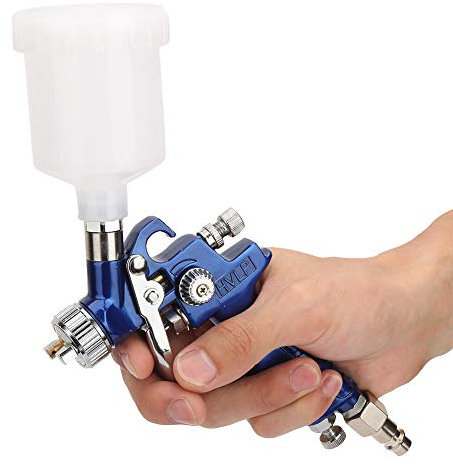 Aerógrafo de Gravedad, Pistola Pulverizadora HVLP, Aerógrafo Neumático para Pintura al óleo con Conector Tipo UE, Regulador, Manómetro para Arte, Pulverización de Pintura Automática(1.0mm)
