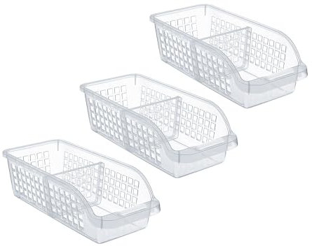 Friendjia 3 Pièces Organiseur de Réfrigérateur Avec un Séparateur – Organiseur Transparent, Conteneur de Rangement Pour Cuisine, Réfrigérateur et Autres Organisateurs