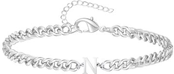 TOLOWOBK Armband Herren mit Buchstaben, Silber Edelstahl Panzerkette Armband Männer Jungen A-Z Buchstabe Armbänder für Herren Junge Weihnachtsgeschenke Geburtstag Geschenk für Papa Sohn Enkel Bruder