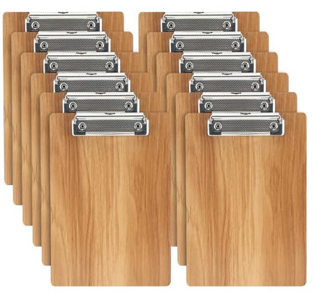 A5 Klemmbrett Holz,12 Stück Klemmbretter Schreibbrett mit Metalklemme,A5 Schreibplatte Zwischenablage