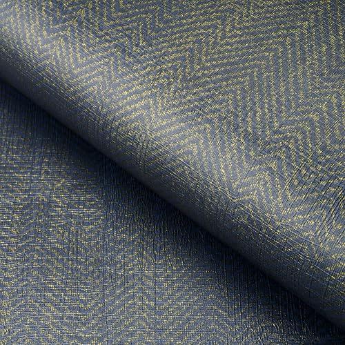 Funstick Embossed Textured Navy Blue and Gold Wallpaper - Self Adhesive, Waterproof, Sticky Back Vinyl for Furniture and Tables - 30CM x 5M