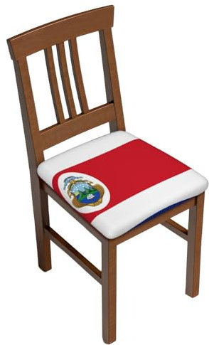 EVIUS Stuhl-Sitzbezug mit Costa Rica-Flagge, abnehmbar und waschbar, für Restaurants, Büros, 36 x 36 cm, 4-teilig