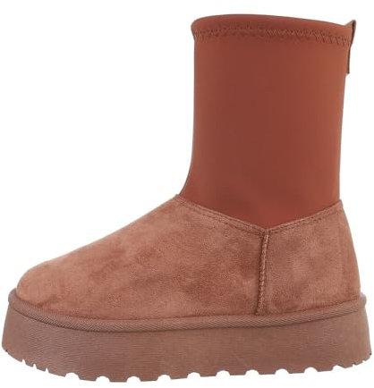 Ital Design Damenschuhe Stiefeletten Plateaustiefeletten, 88-118-, Textil, Camel, Gr. 36