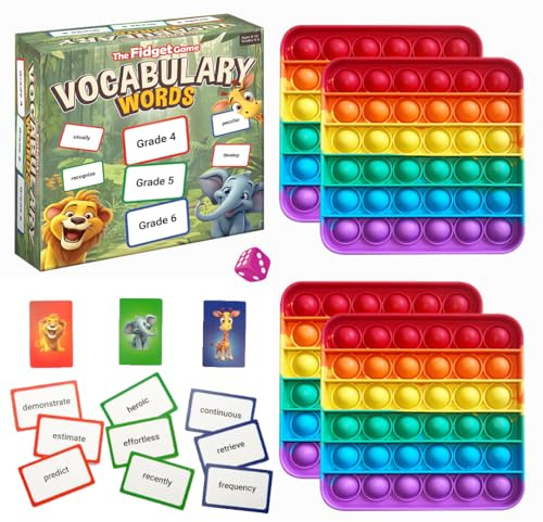 THE FIDGET GAME Vocabulary Words, Flash Card Game, Grade 4-6, Ages 9-12, Develop Communication and Reading Comprehension Skills, Fidget Mats, Learning Guide & PDF Workbook Included