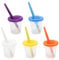 ZONADAH Wash Pen Cup Brush Set 5 Pcs Paint Brushes and 5 Pcs Paint Pot with Lids Plastic Non-Spilled Water Cup Mixing Paint Pot for Art Painting