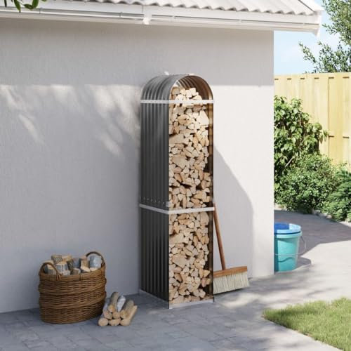 Festnight Kaminholzregal Aussen Brennholzregal Metall Holzregal Kaminholz Holzlager Outdoor Holzunterstand für Kaminholz Brennholzlager Innen Kaminholzunterstand 40x45x170 cm