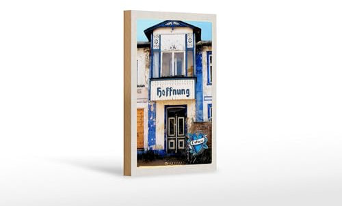 FEMER Holzschild Reise 12x18 cm Ostsee Haus der Hoffnung Strand Urlaub