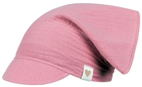 Kopftuch Mütze Schirmmütze Mädchen Sommer Baumwolle Musselin, Bekleidungsgröße: 50-52, Farbe: Altrosa