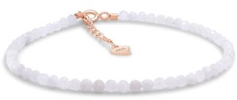 Armband aus 925 Silber Edelmetall facettiert Mondstein 2mm Schmuck (16 + 3 cm, 925 Silber (Roségold plattiert))