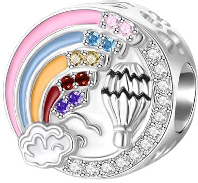 Reiseballon Charm für Pandora Charms Sterling Silber Regenbogen Reiseschmuck