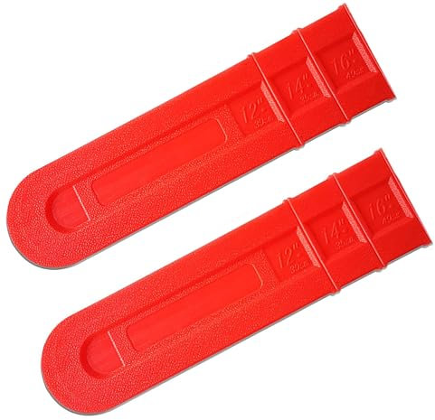 Yuanwovv 2PCS Chainsaw Chain Cover, Chainsaw Bar Cover, Suitable for 12 14 16 Chain Saw Bar Protective Cover, Scabbard Guard, Plastic Durable Cutter Parts Tools Plate Protect Anti Scratch.Red