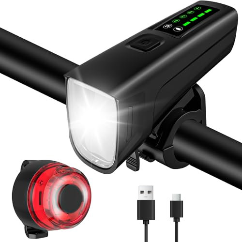 Fahrrad Lichter LED Set, 100 Lux Vorne mit [Lightsense] Sensor +Fahrrad Rücklicht, IPX5 Wasserdicht Stvzo Zugelassen Fahrradbeleuchtung USB Aufladbar