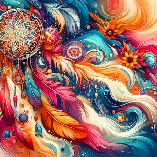 mrpwnle 5D Diamond Painting Bilder Dream Catcher Erwachsene Diamond-Painting Set Diamond Painting Malen Nach Zahlen Diamont Painting bilder set für Home Wand Décor 35X35cm