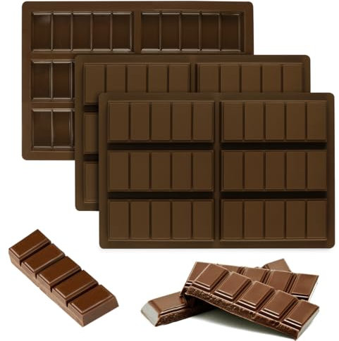3 Pièces Moule Tablette Chocolat Dubai Kit, Rectangle Moule Silicone Tablette de Chocolat de 6 Cavités, Anti-Adhésifs en Silicone de Qualité Alimentaire Moule Cake Bonbons, pour les Bonbons, Chocolat